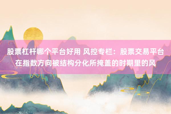 股票杠杆哪个平台好用 风控专栏：股票交易平台在指数方向被结构分化所掩盖的时期里的风